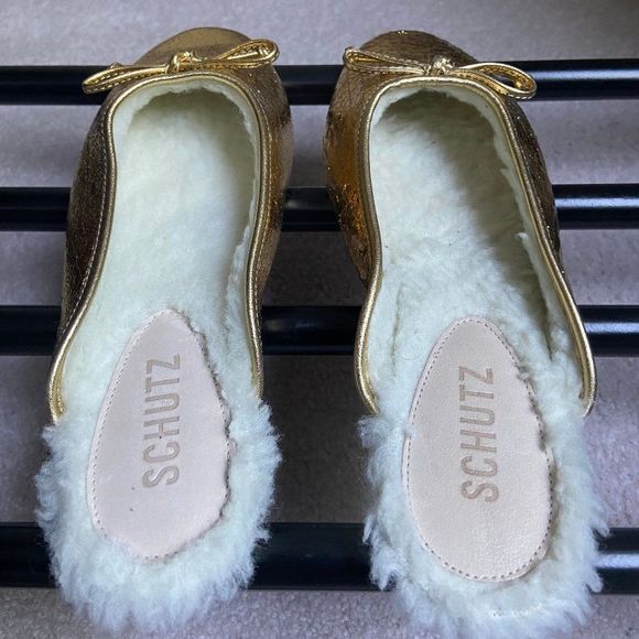 SCHUTZ Women Evelin Leather Shearling Slide Ballerina Flats - NEW NWOB - Picture 5 of 8